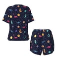 thumbnail image 5 of Kdxio Space Dinosaur Print Pajamas Sets for Women Short-Sleeved Pjs with Lounge Shorts Two Piece Sleepwear S-4XL, 5 of 9