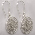 thumbnail image 3 of Round Shape Cletic Design 925 Sterling Silver Hook Dangle Handmade Earrings, 3 of 3