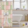 thumbnail image 3 of Manfei Patchwork Plaid Bow Shower Curtain 72Wx72L,Floral Stitch Bathroom Curtain, 3 of 5
