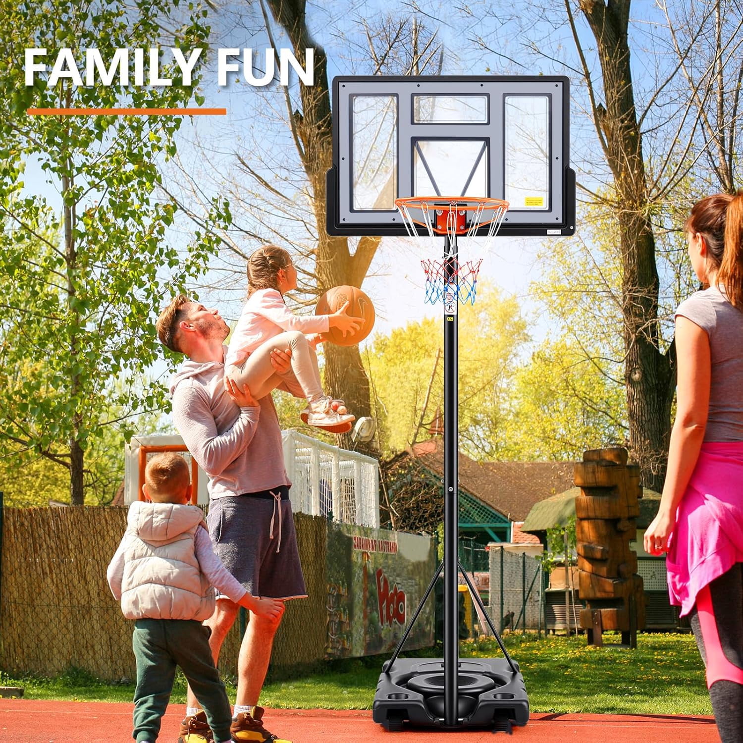 Portable Basketball Hoop Outdoor  Adjustable Height, Shatterproof Backboard/Shock Absorbent Rim, Fillable Base, for Backyard/Driveway