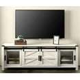 thumbnail image 3 of WAMPAT Modern Farmhouse TV Stand with Sliding Barn Doors、 Storage Shelf Cabinets for ups to 75 inch TV, 70" Wood Entertainment Center, Media TV Console Table with for Living Room，Antique White, 3 of 7