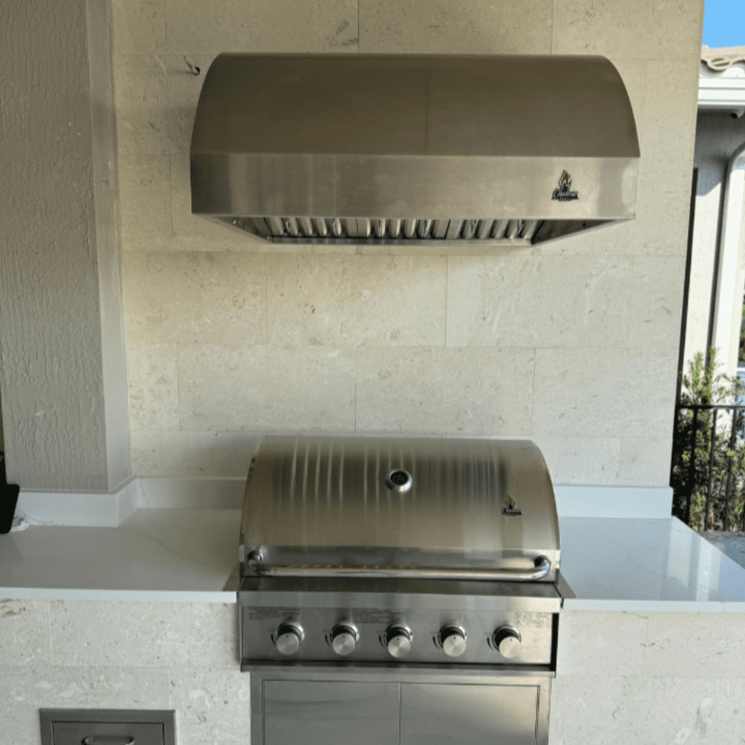 Chaleur 36\" Outdoor BBQ Range Hood - 1000 CFM Blower Ventilation System, 304 Stainless Steel, 4-Speed Control, Baffle Filters, Halogen Lights - Professional BBQ Kitchen Exhaust Hood