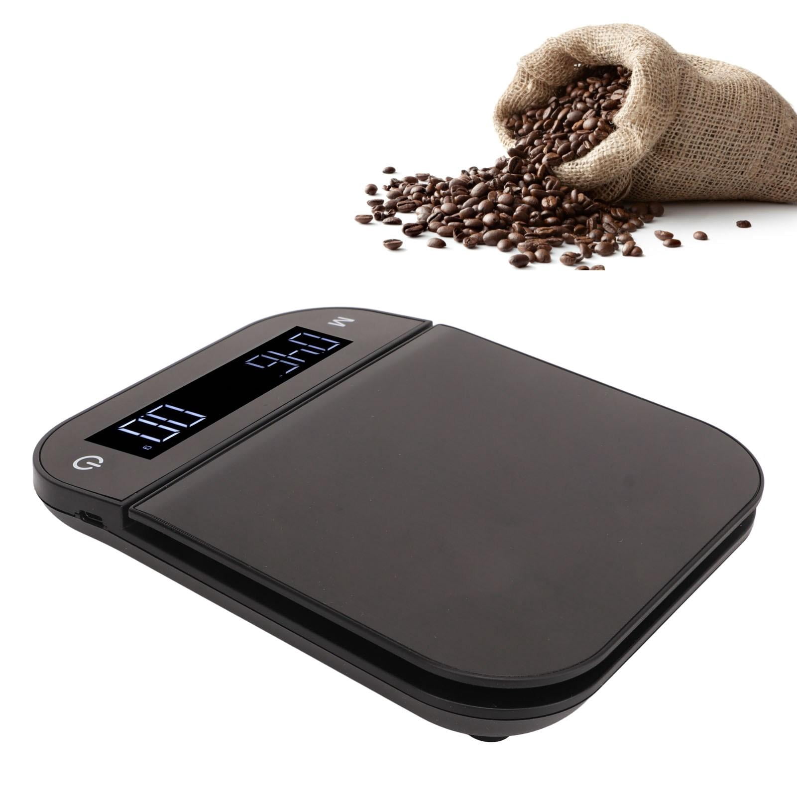 YAHHU Electric Kitchen Food Scale 5kg/0.1g High Precision Digital Coffee Weighing Scale with Waterproof Timing PC Function, Flat Surface, Perfect for Baking Cooking, Black
