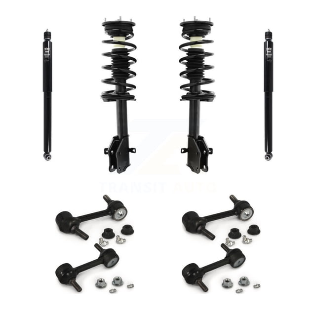 Transit Auto Front Rear Complete Suspension Strut Shock & TQ sway Bar Link Kit (8Pc) for Car 2007-2010 Ford Edge Lincoln MKX - Left Right Side (Driver Passenger) KSS-107785