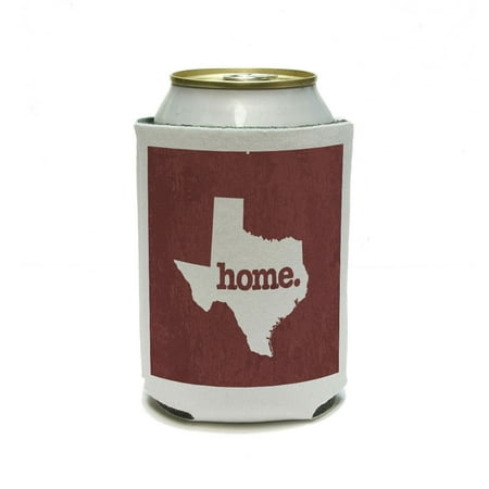 Texas TX Home State Can Cooler Drink Insulated Holder - Textured Marsala