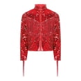 thumbnail image 4 of iiniim Tassel Boys Sequin Jackets Mock Neck Jacket Zip Up Coat Sparkle Outwear Performance Clothes Red 14, 4 of 7