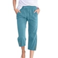 thumbnail image 1 of Button Pants For Women Wide Leg Casual Pants With Pockets Lightweight High Waisted Adjustable Tie Knot Loose Trousers Womens Casual Pants Drawstring Sweat Pants Women Casual plus Size Loose Pants for, 1 of 5