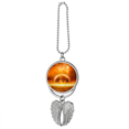 thumbnail image 1 of en red planet like flame burning pattern Silver Wing Car Pendant Decoration, 1 of 4