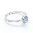 thumbnail image 3 of JeenMata 1 Carat Pear Shaped Created Aquamarine Birthstone Ring in 18k White Gold over Silver, 3 of 6