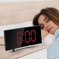 thumbnail image 4 of Digital Alarm Clock  Curved  Electronic Clock Led Large Screen Mute Bedroom Desk Snooze Clock  White, 4 of 7