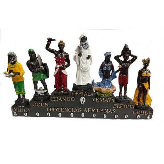 7 African Powers Statue 13 Inch Siete Potencias Africanas Orisha Statues Black Saints Sculpture