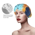 thumbnail image 3 of YFYANG Bonnet de Douche Double Imperméable pour Femmes, Aquarelle Abstraite Automne Réutilisable pour Tous Types et Tailles de Cheveux, 3 of 6
