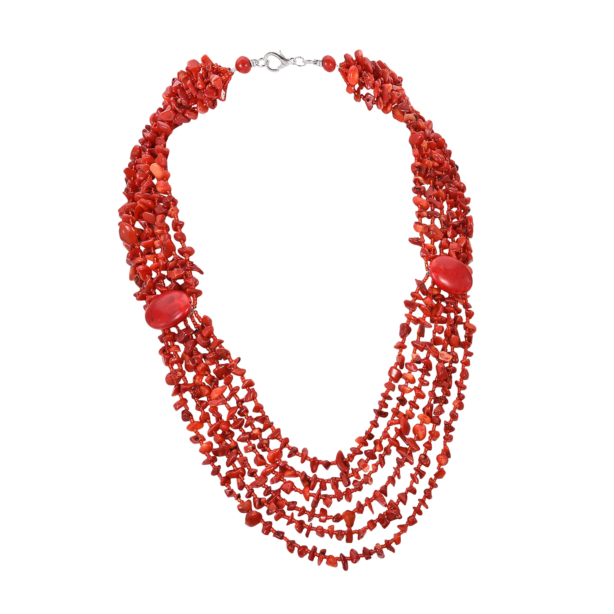 Cascading Waterfall of Reconstruced Red Coral Chunky Multi