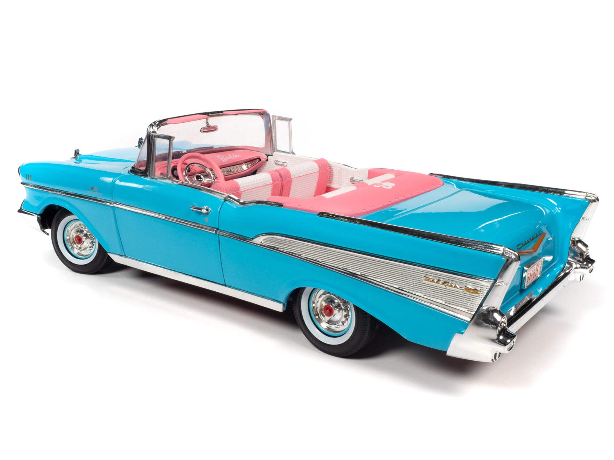 Auto World Barbie 1957 Chevy Bel Air Convertible Blue Die-Cast Car
