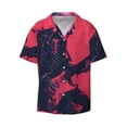 thumbnail image 2 of Lsque Rock Skull Guitarist print Men's Cuban Collar Short Sleeve Shirt Summer Beachwear Casual Button Down Fashionable Vacation Leisure Shirt-Large, 2 of 7