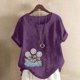 thumbnail image 2 of Túnica de Manga Corta Tops para las Mujeres Océano Pescado Impreso Blusa, Ropa Casual Ver Botón Arriba Camiseta, 2 of 4