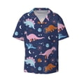 thumbnail image 4 of Uemuo Dinosaur Pattern Cotton Linen Short Sleeve Shirts,Casual Lightweight Button Down Shirts,Vacation Beach Summer Tops-, 4 of 7