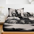 thumbnail image 6 of King Size Fitted Sheet Set - Halloween 3 Piece Bedding Sets 16" Deep Pocket Fitted Sheet with 2 Pillowcases, Retro Fall Spooky Cats Skulls Bones Bats Branches Brushed Microfiber Hotel Bed Sheets, 6 of 9