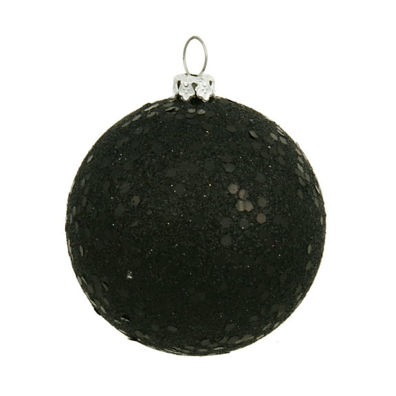 Vickerman 6" Black Sequin Ball Ornament, 4 per Bag