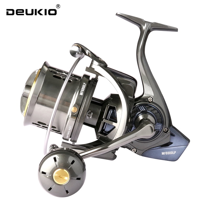 DEUKIO New Long Shot Jigging Spinning Reel 8000 10000 12000 Series 8+1BB Surf Fishing Reels 44LB Max Drag Saltwater Big Reel