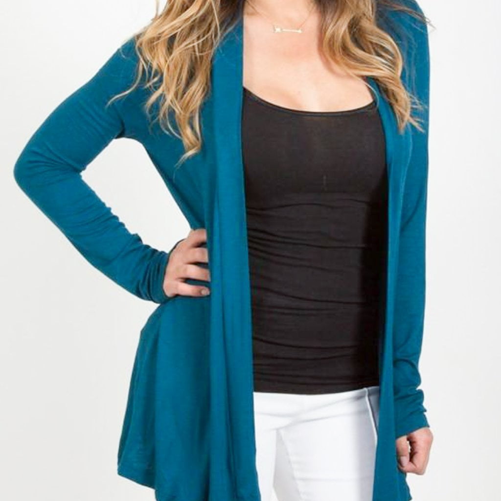 teal cardigan