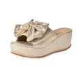thumbnail image 2 of PiGOGI Women's Bow Wedge Sandals Thick Sole Open Toe Non-Slip Comfortable Beach Slides Summer Gold 5.5, 2 of 9