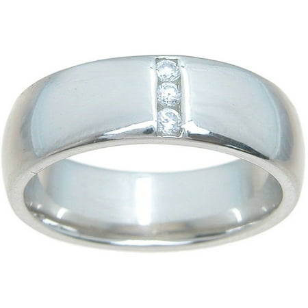CZ Accent Sterling Silver High-Polish 6mm Wedding Band
