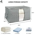thumbnail image 2 of PULLIMORE Large Capacity Clothes Storage Bag Foldable Zipper Organizer with Reinforced Handle and Clear Window for Storing Comforters Blankets Bedding (Gray), 2 of 8