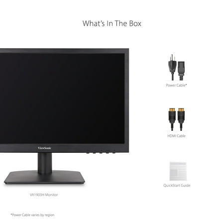 ViewSonic VA1903H 19-Inch WXGA 1366x768p 16:9 Widescreen Monitor with Enhanced View Comfort, Custom ViewModes and HDMI for Home and Office