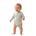 thumbnail image 4 of MEZZALL Child Boys Bodysuits Vertical Long Sleeve Baby Romper Tie Closure Solid Color Crew Neck Birthday Onesies, 4 of 8
