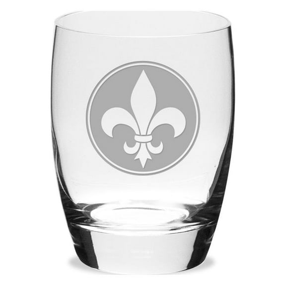 Fleur de Lis Deep Etched Luigi B Michelangelo Double Old Fashion Glass