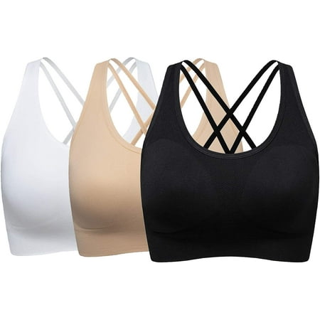 

QWZNDZGR Women s Seamless Comfort Sports Bra Medium Support Workout Yoga Bras Pack