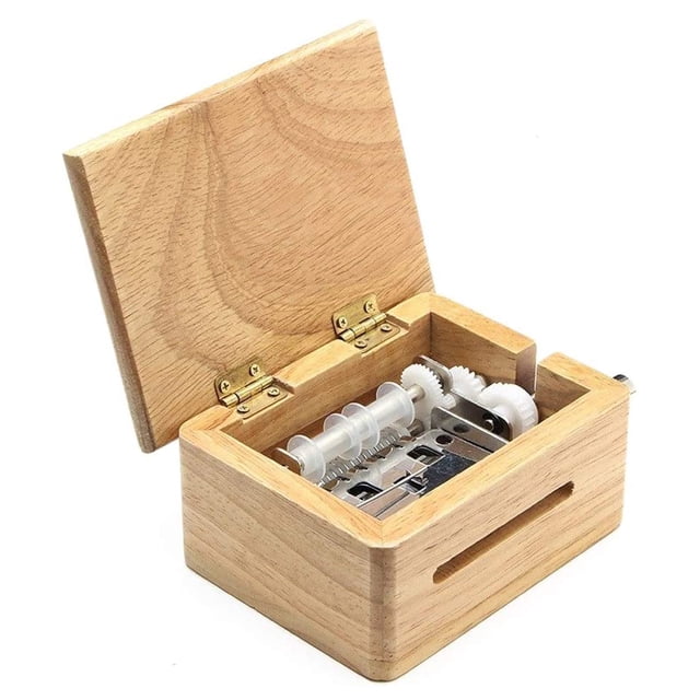 Caja de música de madera con 15 tonos, perforadora y cintas de papel, hecha a mano
