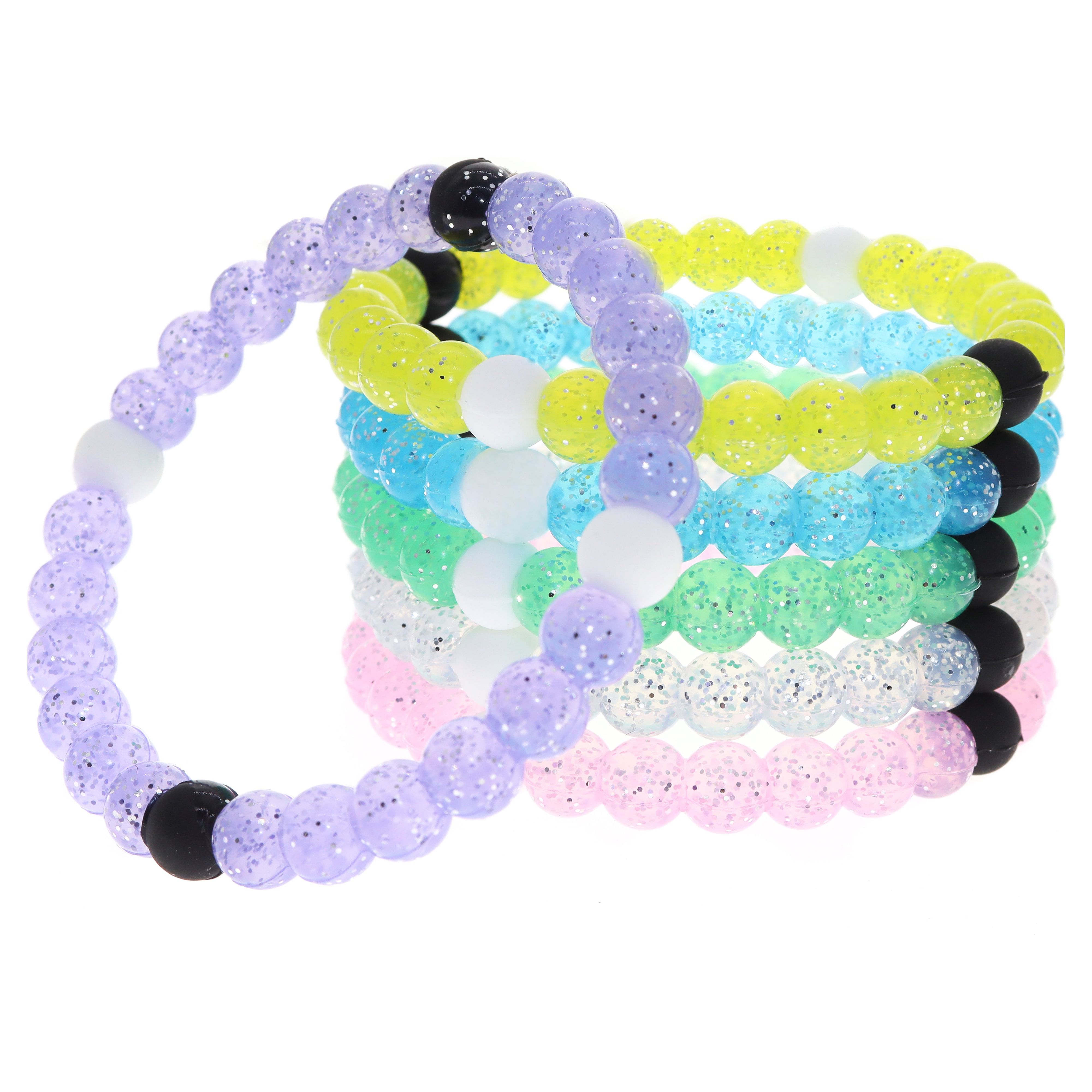 FROG SAC 6 Beaded Bracelets for Girls, Silicone Bracelet Pack for Kids, Cute Bead Bracelets, VSCO Girl Birthday Party Favors for Teens