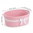 thumbnail image 3 of Woven White Basket for Gifts & Pink Gift Basket - Pink Girl Baskets with Gift Bags and Ribbons for Valentines Day, White Bow Basket for Shower, Nursery Toys Organizing, 3 of 7