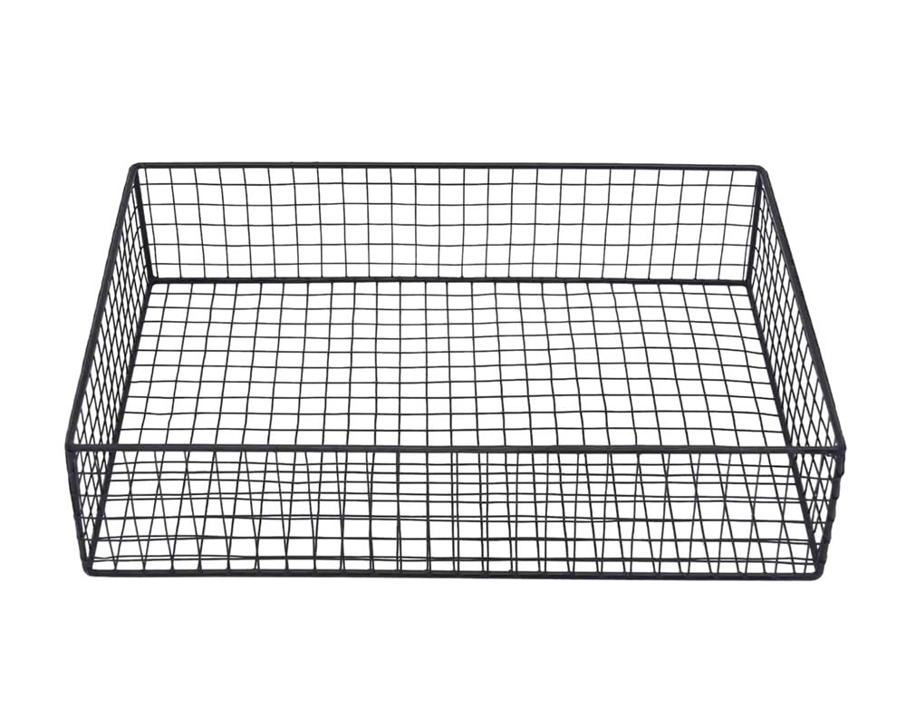 Benzara Spacious Wire Mesh Metal Paper Tray, Black