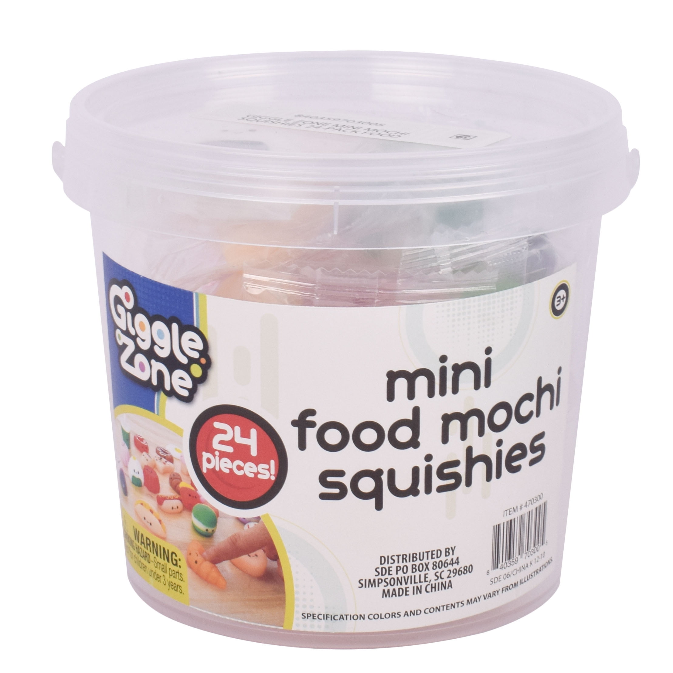 Giggle Zone Mini Food Mochi Squishies, 24 Piece Fidget Toys with Storage Container, Children Ages 3+(图3)