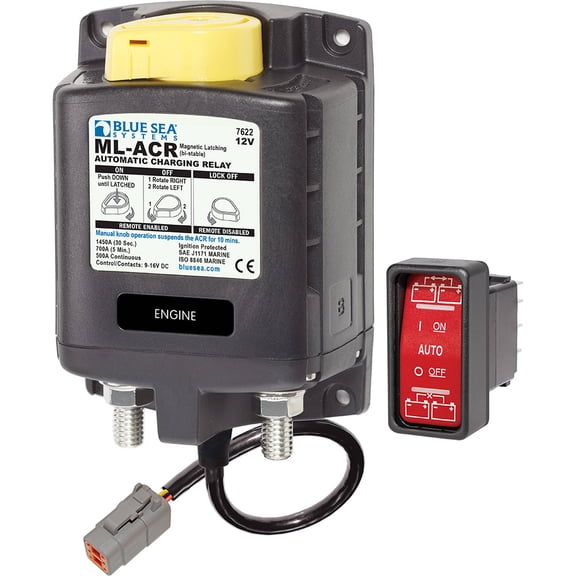 Blue Sea 7622100 ML ACR Charging Relay 12V 500A w/Manual Control Deutsch Connector [7622100]