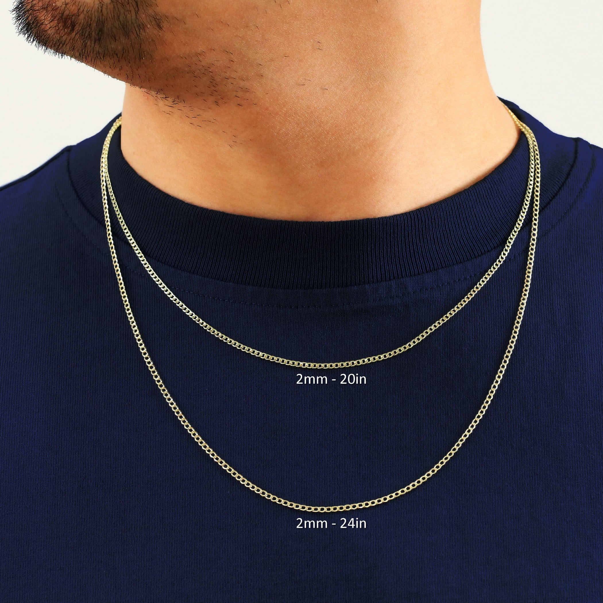 Nuragold 10k Real Yellow Gold Cuban Curb Link 2mm Chain Necklace (16"-24") Italian Jewelry for Men & Women