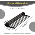 thumbnail image 3 of Strictly Sinks Stainless Steel Roll Up Dish Drying Rack – Black 17 Inch Over The Sink Drying Rack Ideal for Workstation Sinks Only – Multipurpose Foldable Kitchen Dish Rack (17-3/8″ x 13″ x 3/8″), 3 of 8