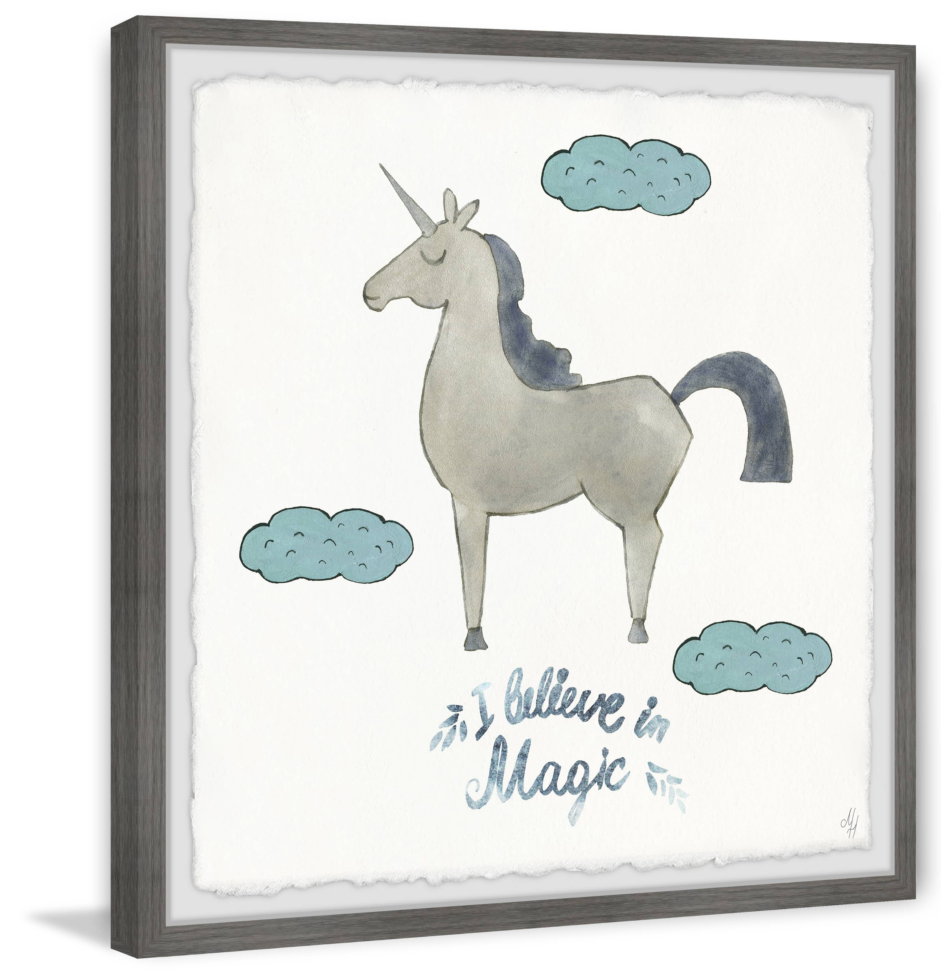 Marmont Hill I Believe In Magic – Unicorn Framed Wall Art, 18.00" x 1.50"