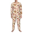 thumbnail image 3 of Hirioo Key Lock And Flowers for Men's Pajama Sets 2 Piece Pjs Men's Long-Sleeved Pajama Set Button Down Sleepwear,S-XXL-XX-Large, 3 of 7