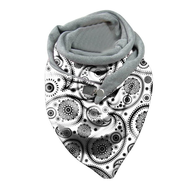 Chales bufandas inhesivas de moda cálido chic impresión moda botón de moda cachemir suave triángulo felpa teatros bufanda supermercados d crucer gris y blanco Soledad Chales envuelven las bufandas