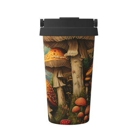 

Pofeuu Vintage Cloud Mushroom Print Coffee Mug Iced Coffee Tumbler Cup Double Wall Vacuum Leak-Proof Thermos Mug CoffeeThermos Travel Mug