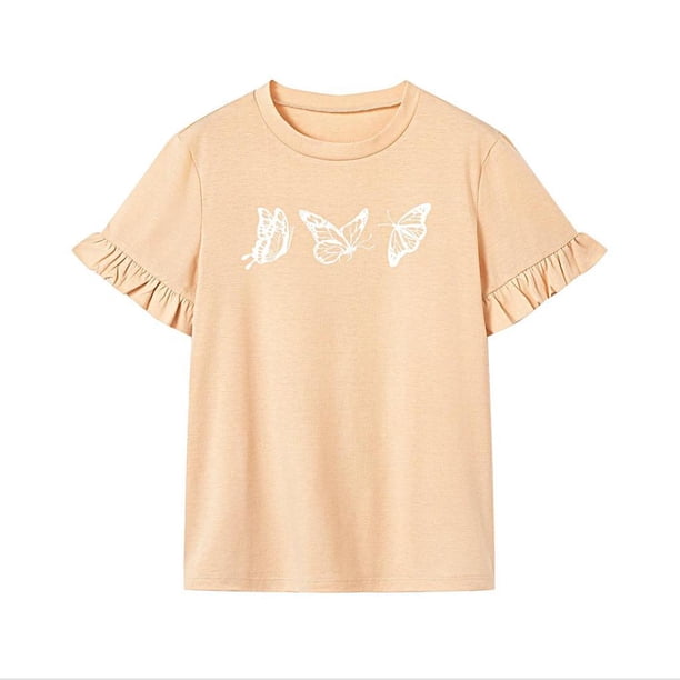 Camiseta para mujer Tops de verano Cómoda camiseta de cuello redondo de recuerdo para ir de compras XL