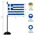 thumbnail image 4 of ANLEY Greece Deluxe Desk Flag Set - 6 in x 4 in Miniature Greek Desktop Flag, 4 of 7