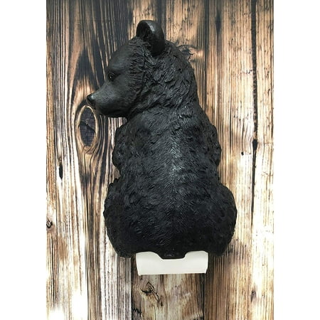 Ebros Large Stinky Stool Pooping Black Bear Toilet Paper Holder Figurine 13.5
