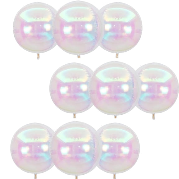 GIXUSIL 9Pcs Round Foil Balloons,22 inch Large Giant 4D Clear Round Ball Balloons,Rainbow Balloon for Birthday Wedding Prom Party Decorations,Pink