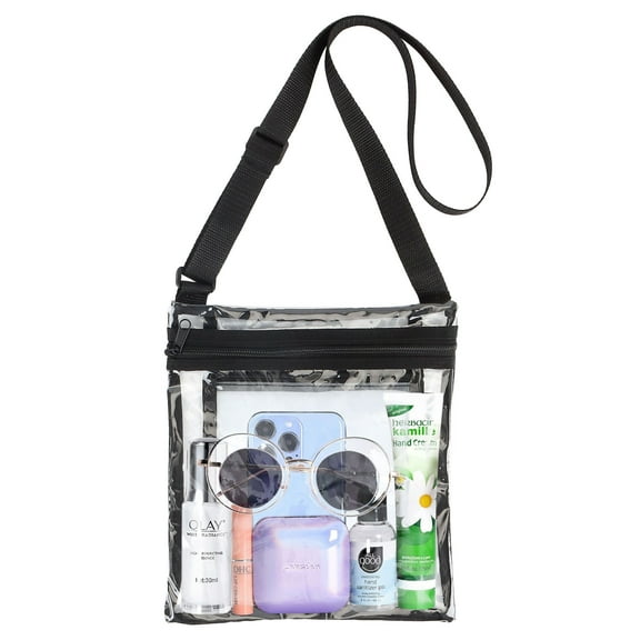 Deago Clear Crossbody Bag Stadium Approved Clear Purse Bag for Women & Men Concert Sports Events, Black