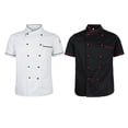 thumbnail image 2 of Chef Jacket Uniform Short Sleeve Hotel top Work Wear Kitchen Chefwear Cook Coat 2XL White, 2 of 9